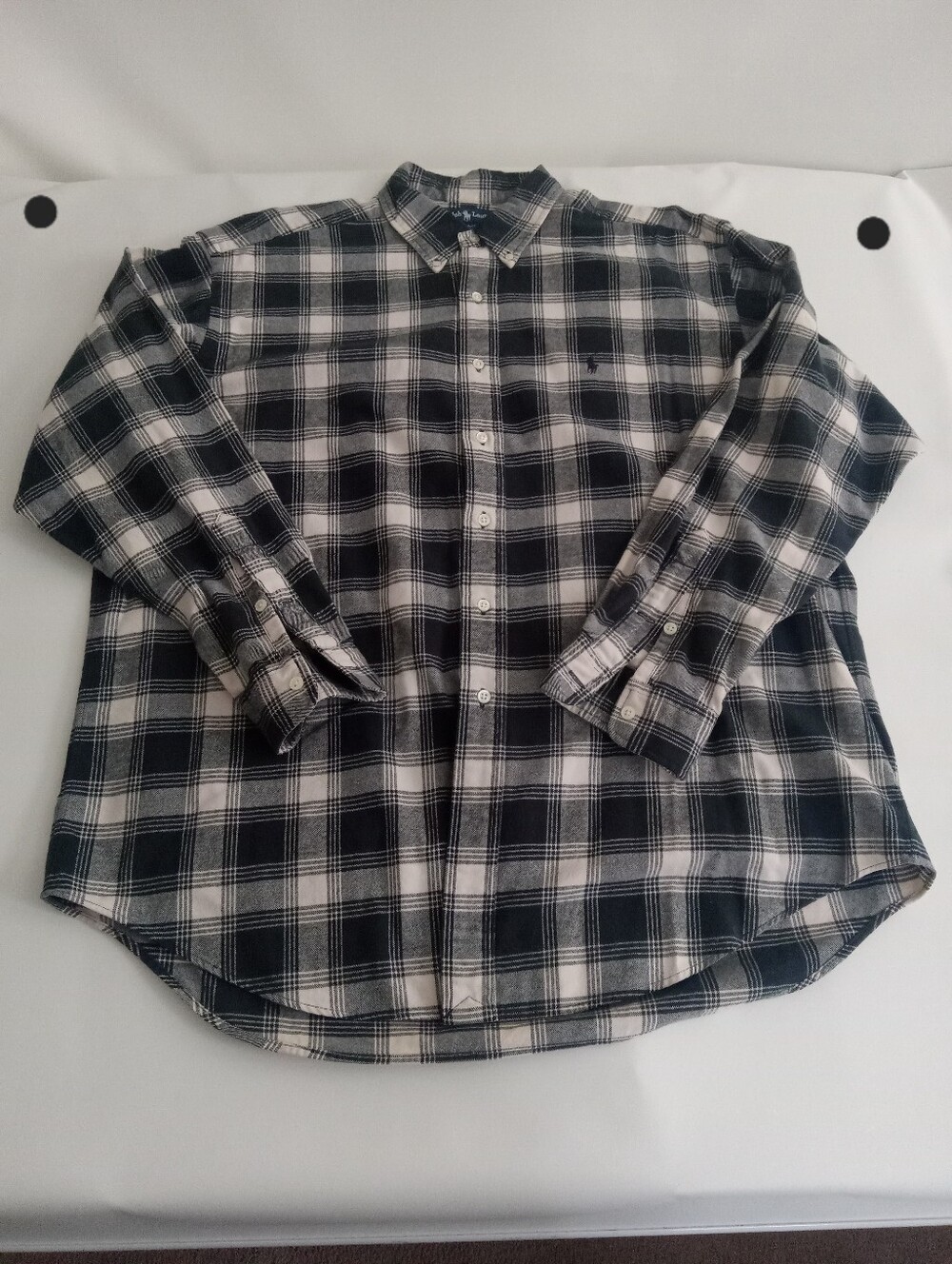 Ralph Lauren Blake Mens Flannel Button Down Black,grey & white Sz XL